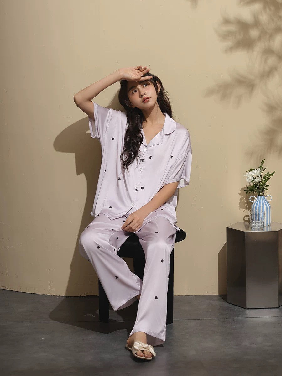 Niko Hearts Silk Pyjama Set