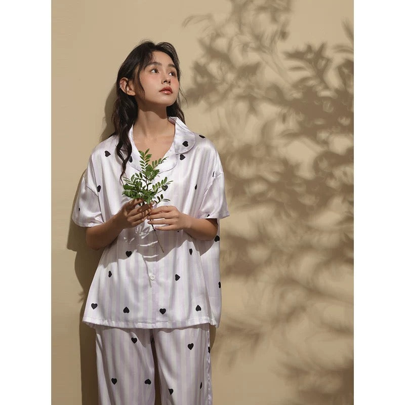 Niko Hearts Silk Pyjama Set