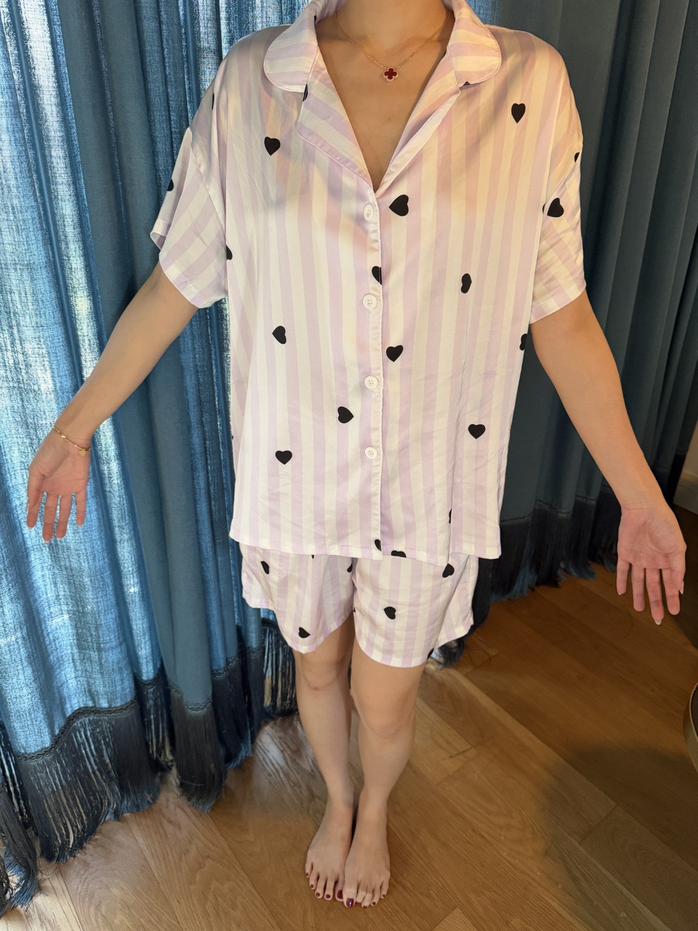 Niko Hearts Silk Pyjamas set