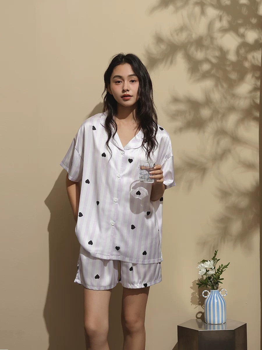 Niko Hearts Silk Pyjama Set