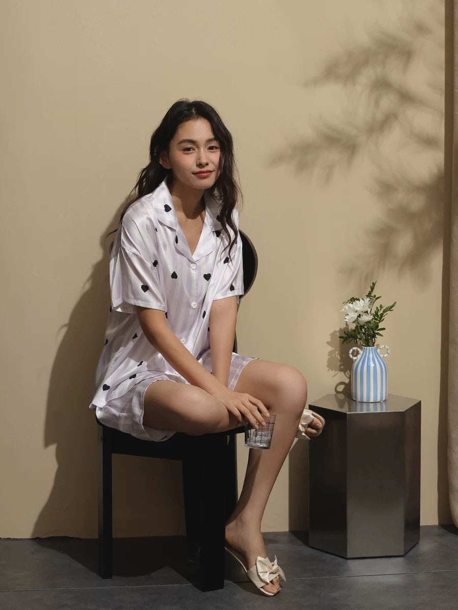Niko Hearts Silk Pyjama Set
